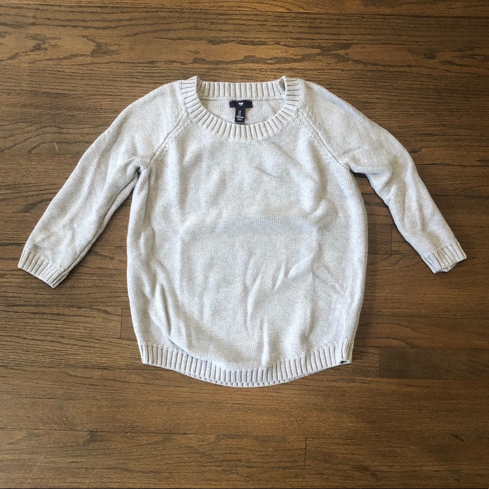 Gap 3/4 sleeve grey crew neck sweater Sz S